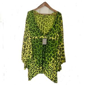 TOM FORD GREEN LEOPARD PRINT MINI DRESS.